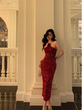 Sexy Mermaid Red Halter Sequin 21st Birthday Dress Party Gown Birthday Outfits Birthday Dress Ideas For Women HZ1121