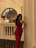 Sexy Mermaid Red Halter Sequin 21st Birthday Dress Party Gown Birthday Outfits Birthday Dress Ideas For Women HZ1121