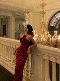 Sexy Mermaid Red Halter Sequin 21st Birthday Dress Party Gown Birthday Outfits Birthday Dress Ideas For Women HZ1121