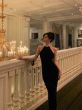 Elegant Mermaid Halter Beads Neckline Black 21st Birthday Dress Party Gown Birthday Outfits Birthday Dress Ideas For Women HZ1121