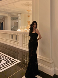 Elegant Mermaid Spaghetti Straps Lace Black 21st Birthday Dress Party Gown Birthday Outfits Birthday Dress Ideas For Women HZ1121