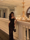 Elegant Mermaid Spaghetti Straps Lace Black 21st Birthday Dress Party Gown Birthday Outfits Birthday Dress Ideas For Women HZ1121