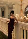 Sexy Mermaid Wine Red Velvet 21st Birthday Dress Party Gown Birthday Outfits Birthday Dress Ideas For Women HZ1121