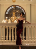 Sexy Mermaid Wine Red Velvet 21st Birthday Dress Party Gown Birthday Outfits Birthday Dress Ideas For Women HZ1121