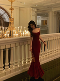 Elegant Mermaid Spaghetti Straps Red Sleeveless 23rd Birthday Dress Party Gown Birthday Outfits Birthday Dress Ideas For Women HZ1121