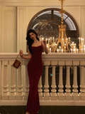 Elegant Mermaid Spaghetti Straps Red Sleeveless 23rd Birthday Dress Party Gown Birthday Outfits Birthday Dress Ideas For Women HZ1121