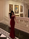 Elegant Mermaid Spaghetti Straps Red Sleeveless 23rd Birthday Dress Party Gown Birthday Outfits Birthday Dress Ideas For Women HZ1121