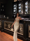 Sexy Mermaid Sweetheart White Beads Satin 21st Birthday Dress Party Gown Birthday Outfits Birthday Dress Ideas For Women HZ1121