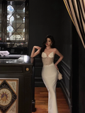 Sexy Mermaid Sweetheart White Beads Satin 21st Birthday Dress Party Gown Birthday Outfits Birthday Dress Ideas For Women HZ1121