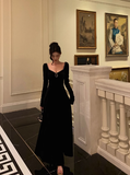 Modest A line Long Sleeves Black Velvet 21st Birthday Dress Party Gown Birthday Outfits Birthday Dress Ideas For Women HZ1121