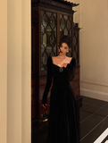 Modest A line Long Sleeves Black Velvet 21st Birthday Dress Party Gown Birthday Outfits Birthday Dress Ideas For Women HZ1121
