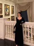 Modest A line Long Sleeves Black Velvet 21st Birthday Dress Party Gown Birthday Outfits Birthday Dress Ideas For Women HZ1121