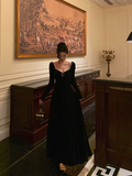 Modest A line Long Sleeves Black Velvet 21st Birthday Dress Party Gown Birthday Outfits Birthday Dress Ideas For Women HZ1121