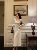 Elegant A Line Square Long Sleeves White 23rd Birthday Dress Party Gown Birthday Outfits Birthday Dress Ideas For Women HZ1121