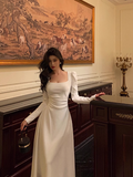 Elegant A Line Square Long Sleeves White 23rd Birthday Dress Party Gown Birthday Outfits Birthday Dress Ideas For Women HZ1121