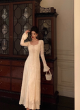 Modest A line Square Long Sleeves White Satin 21st Birthday Dress Party Gown Birthday Outfits Birthday Dress Ideas For Women HZ1121