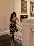 Sexy Mermaid Spaghetti Straps Floral Satin 21st Birthday Dress Party Gown Birthday Outfits Birthday Dress Ideas For Women HZ1121