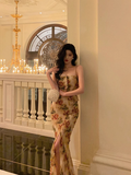 Elegant Mermaid Spaghetti Straps Floral Long 23rd Birthday Dress Party Gown Birthday Outfits Birthday Dress Ideas For Women HZ1121