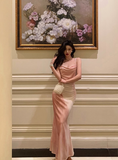Modest Mermaid Spaghetti Straps Pink Satin 21st Birthday Dress Party Gown Birthday Outfits Birthday Dress Ideas For Women HZ1121