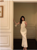 Modest Mermaid High Neckline White Satin 21st Birthday Dress Party Gown Birthday Outfits Birthday Dress Ideas For Women HZ1121