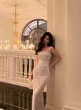 Sexy Mermaid Spaghetti Straps White Lace 21st Birthday Dress Party Gown Birthday Outfits Birthday Dress Ideas For Women HZ1121