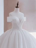 Glitter Wedding Dresses Ball Gown Off The Shoulder Sequin Wedding Dress Long Bridal Gowns HZ1121