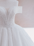 Glitter Wedding Dresses Ball Gown Off The Shoulder Sequin Wedding Dress Long Bridal Gowns HZ1121