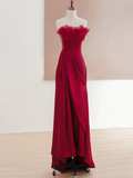 Elegant Glamour A Line Strapless Burgundy 21st Birthday Dress Party Gown Birthday Outfits Birthday Dress Ideas For Women HZ1121