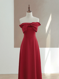 Elegant Glamour A Line Strapless Satin Burgundy 21st Birthday Dress Party Gown Birthday Outfits Birthday Dress Ideas For Women HZ1121