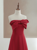 Elegant Glamour A Line Strapless Satin Burgundy 21st Birthday Dress Party Gown Birthday Outfits Birthday Dress Ideas For Women HZ1121