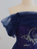 Elegant Glamour Ball Gown Off The Shoulder Grape Tulle Prom Dress Party Dress Evening Dresses HZ1121