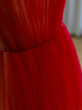 Elegant Glamour Ball Gown Off The Shoulder Short Sleeves Tulle Red Prom Dress Party Dress Evening Dresses HZ1121