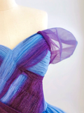 Elegant Glamour Ball Gown Off The Shoulder Grape Tulle Prom Dress Party Dress Long Evening Dresses HZ1121