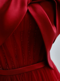 Elegant Glamour Ball Gown Strapless Burgundy Tulle Prom Dress Party Dress Evening Dresses HZ1121