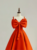 Elegant Glamour A Line Spaghetti Straps Satin Orange 21st Birthday Dress Party Gown Birthday Outfits Birthday Dress Ideas For Women HZ1121
