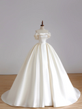 Timeless Bridal Gown Ball Gown Strapless Ivory Satin Wedding Dresses Bridal Gowns HZ1121