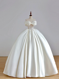 Glitter Wedding Dresses Ball Gown Off The Shoulder Short Sleeves Satin Wedding Dresses Corset Bridal Gowns HZ1121