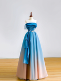 Elegant Glamour Ball Gown Strapless Blue Tulle Prom Dress Party Dress Evening Dresses HZ1121