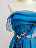 Elegant Glamour Ball Gown Strapless Blue Prom Dress Party Dress Evening Dresses HZ1121