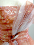 Elegant Glamour Ball Gown Off The Shoulder Pink Tulle Prom Dress Party Dress Long Evening Dresses HZ1121
