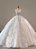 Ethereal Wedding Dress Ball Gown Strapless Tulle Lace White Wedding Dresses Corset Bridal Gowns HZ1121