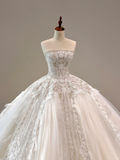 Ethereal Wedding Dress Ball Gown Strapless Tulle Lace White Wedding Dresses Corset Bridal Gowns HZ1121
