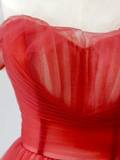 Elegant Glamour Ball Gown Off The Shoulder Red Tulle Prom Dress Party Dress Long Evening Dresses HZ1121
