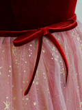 Elegant Glamour Ball Gown Sweetheart Short Sleeves Tulle Pink Prom Dress Party Dress Evening Dresses HZ1121