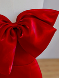 Elegant Glamour Mermaid Strapless Red Satin Long Prom Dress Party Dress Evening Dresses HZ1121