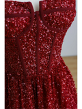 Elegant Glamour A line Spaghetti Straps Tulle Red Long Prom Dress Party Dress Evening Dresses HZ1121