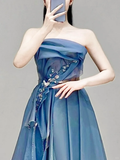 Elegant Glamour Ball Gown Strapless Blue Prom Dress Party Dress Evening Dresses HZ1121