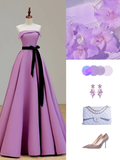 Elegant Glamour A Line Strapless Satin Lilac 21st Birthday Dress Party Gown Birthday Outfits Birthday Dress Ideas For Women HZ1121