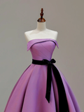 Elegant Glamour A Line Strapless Satin Lilac 21st Birthday Dress Party Gown Birthday Outfits Birthday Dress Ideas For Women HZ1121