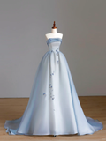 Elegant Glamour Ball Gown Strapless Blue 21st Birthday Dresses Party Gown Birthday Outfits Birthday Dress For Women HZ1121